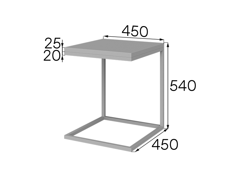 Журнальные столы MVK. Размеры