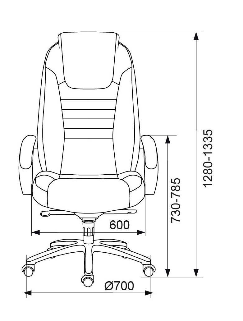 Кресло руководителя Бюрократ T-9923SL. Размеры
