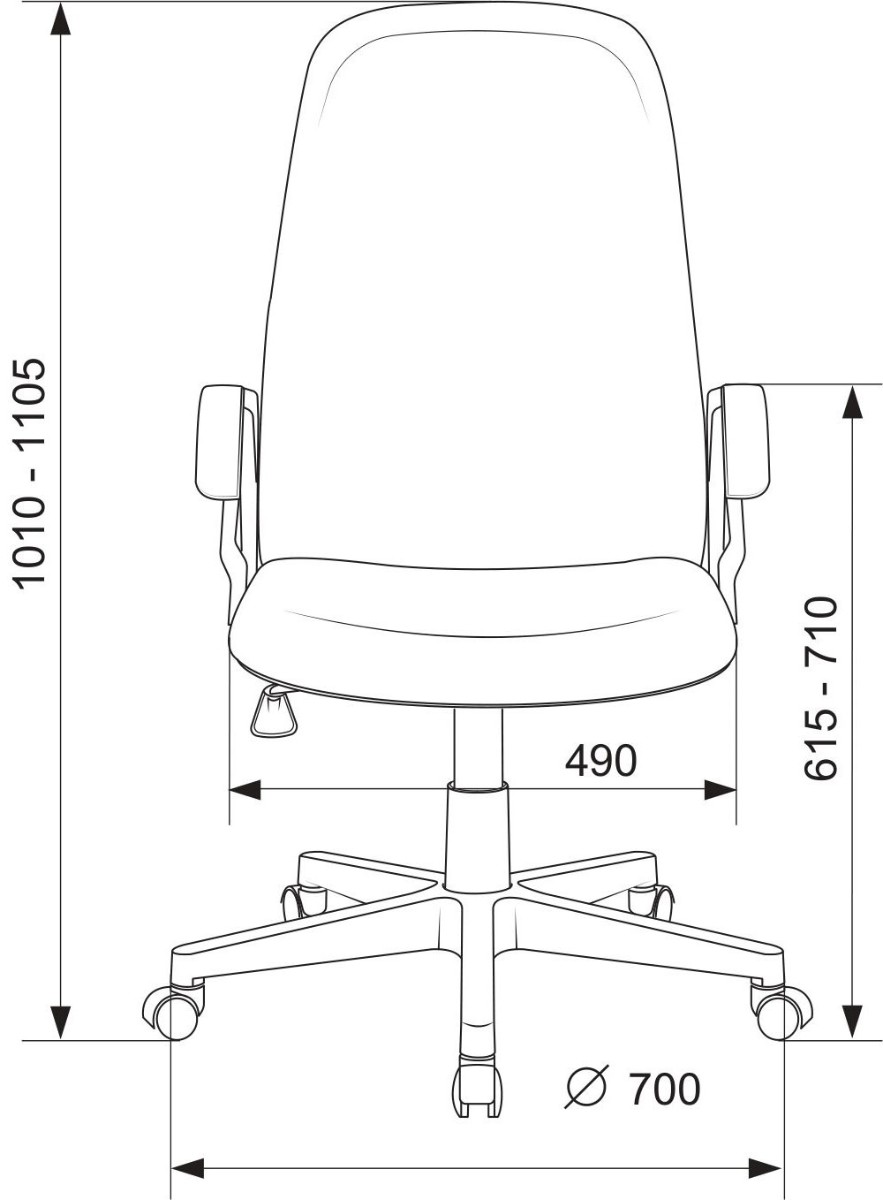 Кресло руководителя Бюрократ CH-808LT. Размеры