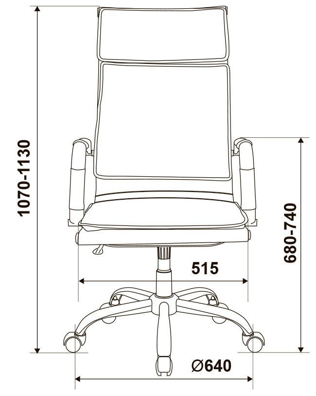 Кресло руководителя Бюрократ CH-993/M01. Размеры