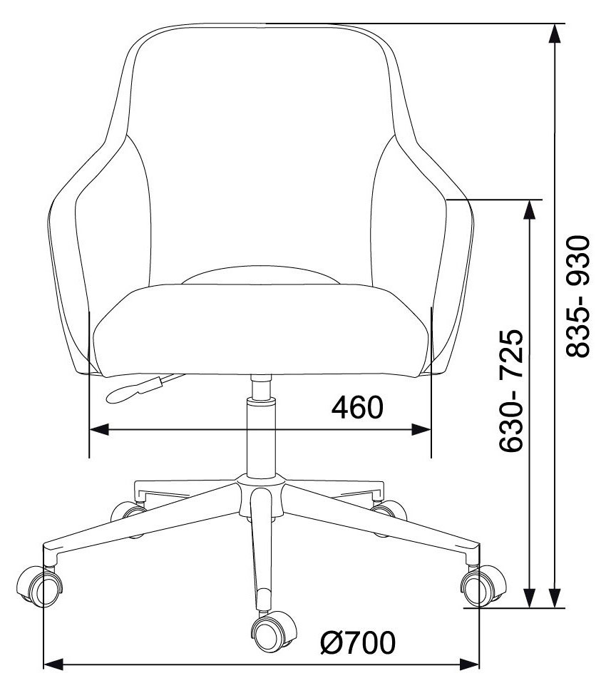 Кресло Бюрократ CH-380SL. Размеры