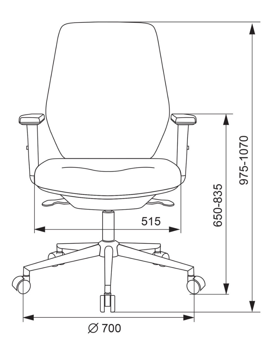 Кресло Бюрократ CH-545SL. Размеры