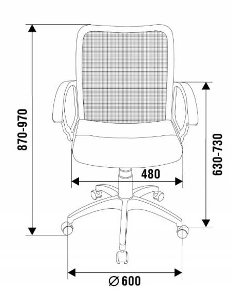 Кресло Бюрократ CH-590SL. Размеры
