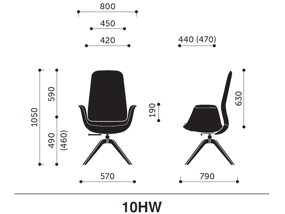 Кресло для офиса ElliePro HW. Размеры